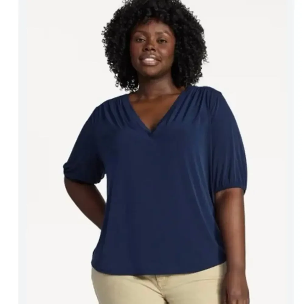 Terra &‎ Sky Navy Blouse Size 1X